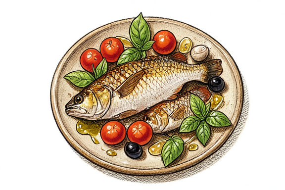 Branzino al Forno en Freidora de Aire con Tomates Cherry y Aceitunas