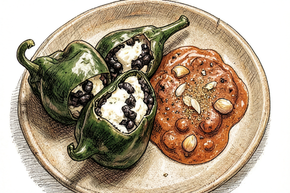 Chiles Rellenos en Freidora de Aire con Salsa de Tomate