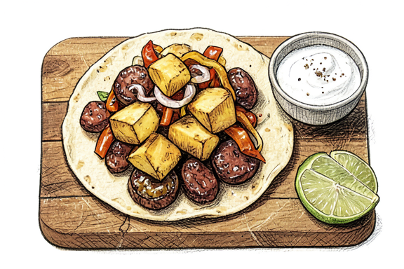 Tacos de chorizo y patata en freidora de aire