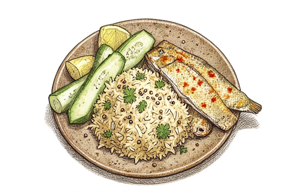 Pescado Amritsari en Freidora de Aire con Arroz al Limón