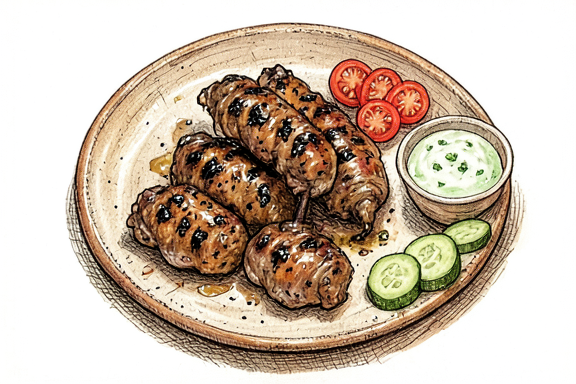 Seekh Kebab de Cordero en Freidora de Aire con Yogur de Menta