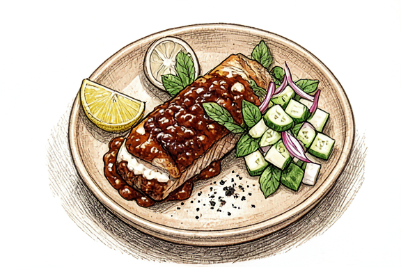Salmón Tikka en Freidora de Aire con Ensalada de Pepino