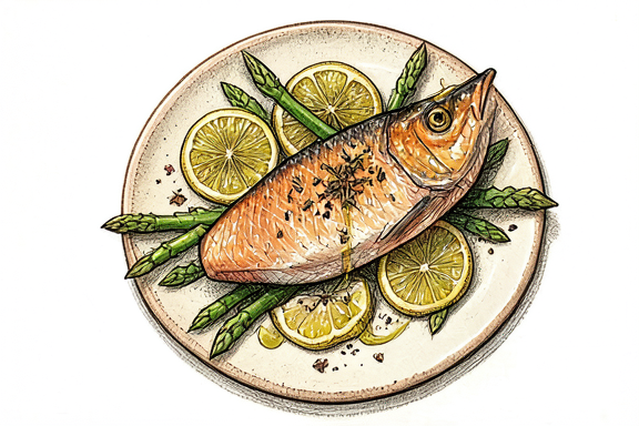 Salmón al Limón con Espárragos en Freidora de Aire