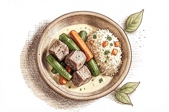 Blanquette de Veau con Arroz Pilaf