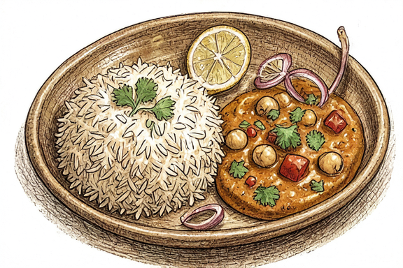 Chana Masala con Arroz Basmati