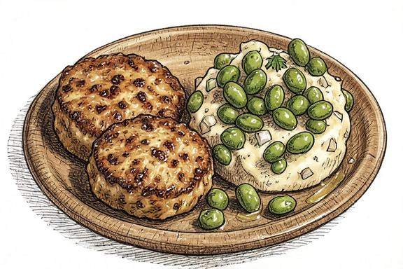 Frikadellen con ensalada de patatas y judías verdes