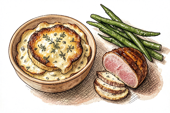 Gratin Dauphinois con pechuga de pato sellada
