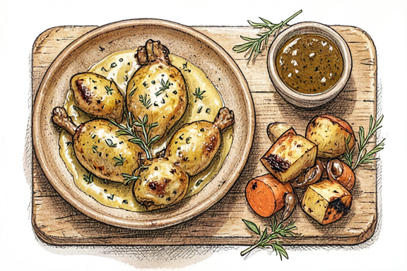 Lapin à la Moutarde con Patatas Asadas