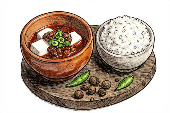 Mapo Tofu de Sichuan con Cerdo Picado y Arroz al Vapor