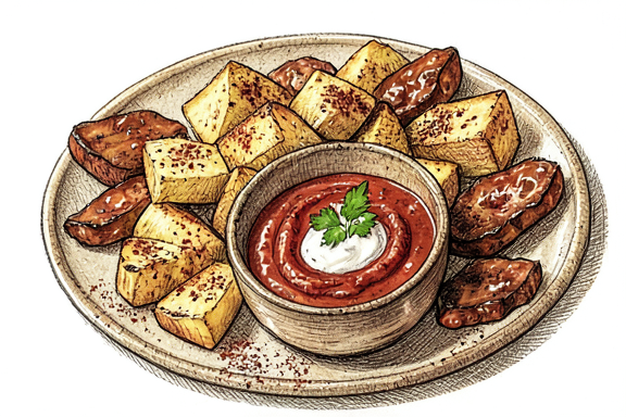 Patatas Bravas con Chorizo al Aire