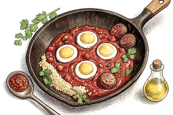 Shakshuka tunecina con merguez